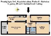Prodej bytu 3+1/L, S, v dan sti Prahy 8 - Bohnic, ulice Krynick