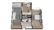 Pronjem bytu 2+1 s lodi, celkem 60,11 m², Cglerova 1091/34, Praha 14  ern Most