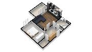 Pron�jem bytu 2+kk/B, 45 m2 + balkon 7 m2, ulice V Honech, Klecany. 